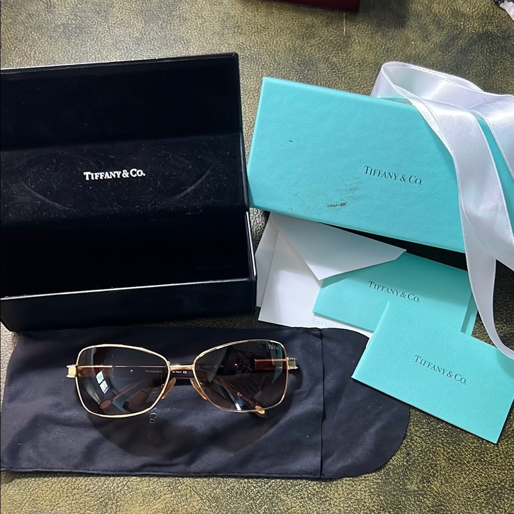Tiffany & Co. Gold and Brown Sunglasses